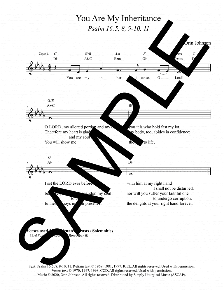 Psalm 16 - You Are My Inheritance (Johnson)-Sample Lead Sheet_1_png