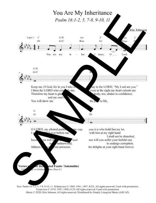 Psalm 16 You Are My Inheritance Johnson Sample Lead Sheet 2 png