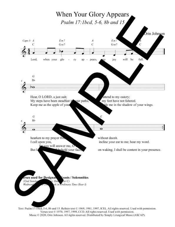Psalm 17 When Your Glory Appears Johnson Sample Lead Sheet 1 png
