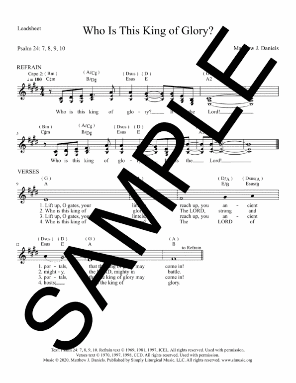 Psalm 24 Who Is This King of Glory Daniels Sample LeadSheet 1 png