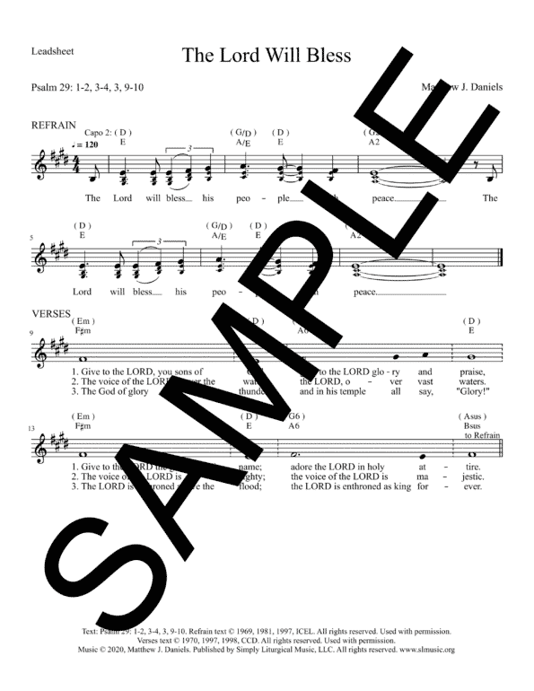 Psalm 29 The Lord Will Bless Daniels Sample LeadSheet 1 png