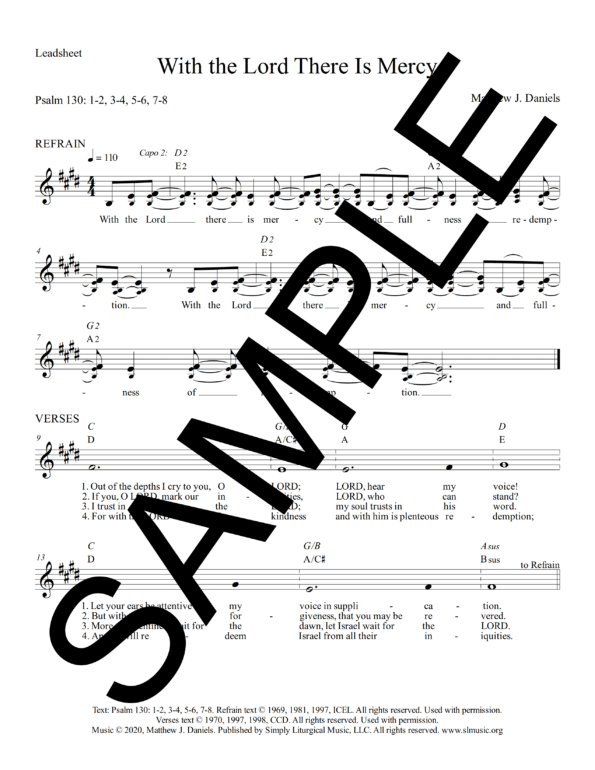 Psalm 130 With the Lord There Is Mercy Daniels Sample Lead Sheet 1 png