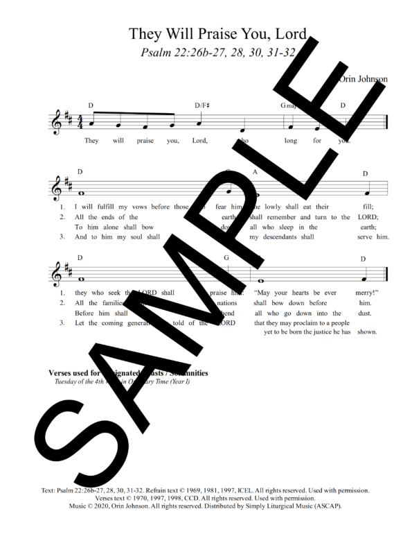 Psalm 22 They Will Praise You Lord Johnson sample Lead Sheet 1 png