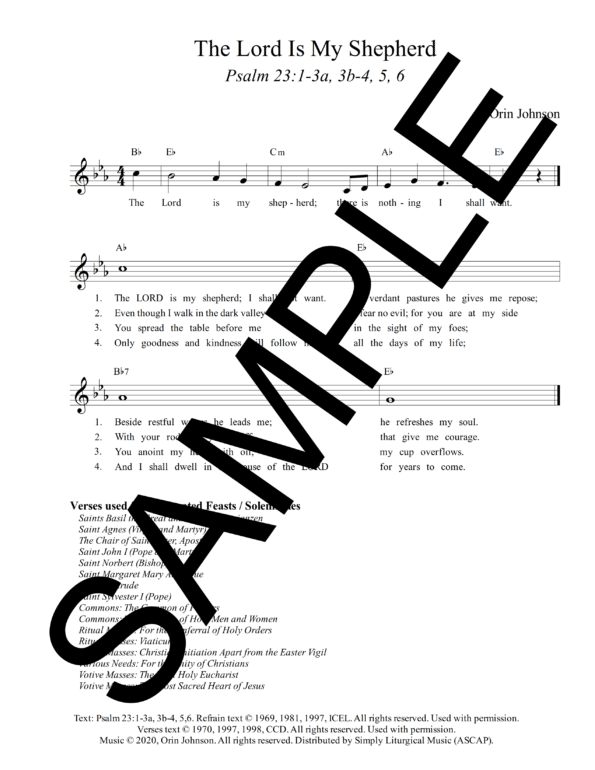 Psalm 23 The Lord Is My Shepherd Johnson Sample Lead Sheet 1 png 1