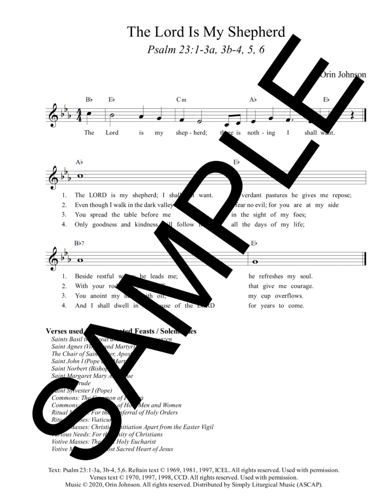Psalm 23 - The Lord Is My Shepherd (Johnson)-Sample Lead Sheet_1_png