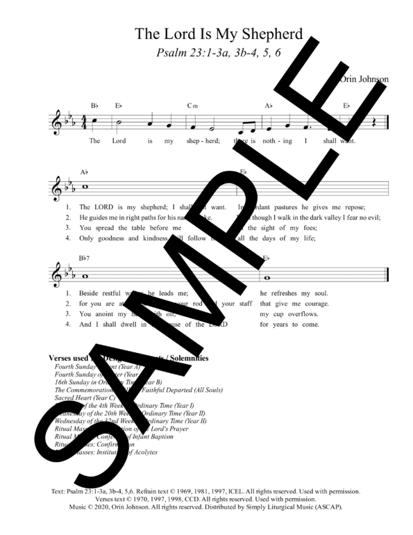 Psalm 23 The Lord Is My Shepherd Johnson Sample Lead Sheet 1 png