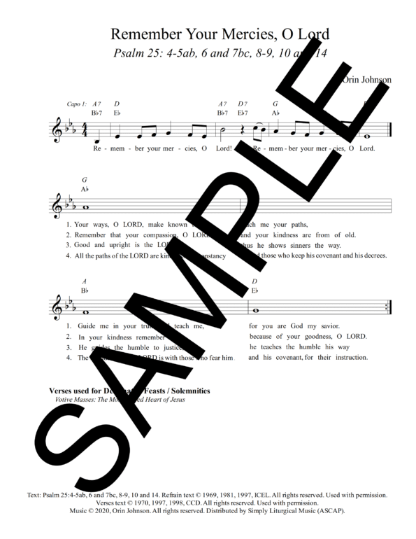 Psalm 25 Remember Your Mercies O Lord Johnson sample Lead Sheet 2 png