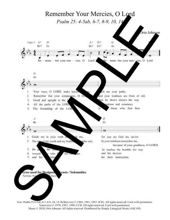 Psalm 25 Remember Your Mercies O Lord Johnson sample Lead Sheet 3 png