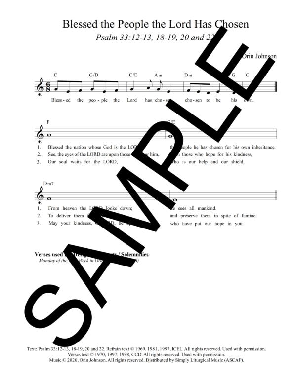 Psalm 33 Blessed the People the Lord Has Chosen Johnson Sample Lead Sheet 1 png 1