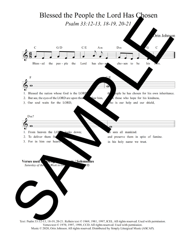 Psalm 33 Blessed the People the Lord Has Chosen Johnson Sample Lead Sheet 2 png