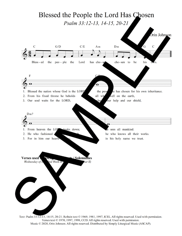 Psalm 33 Blessed the People the Lord Has Chosen Johnson Sample Lead Sheet 3 png