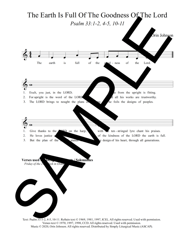 Psalm 33 - The Earth Is Full Of The Goodness Of The Lord (Johnson)-Sample Lead Sheet_1_png