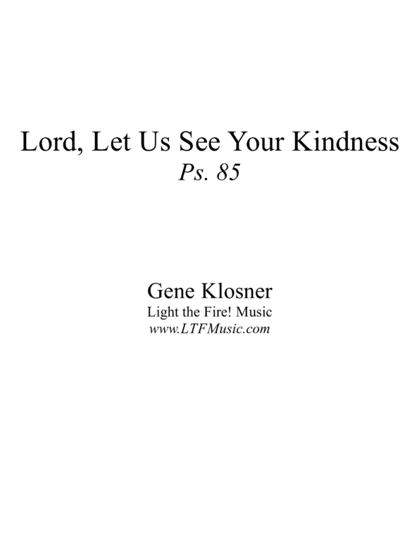 Psalm 85 Lord Let Us See Your Kindness Klosner Complete PDF 1 png