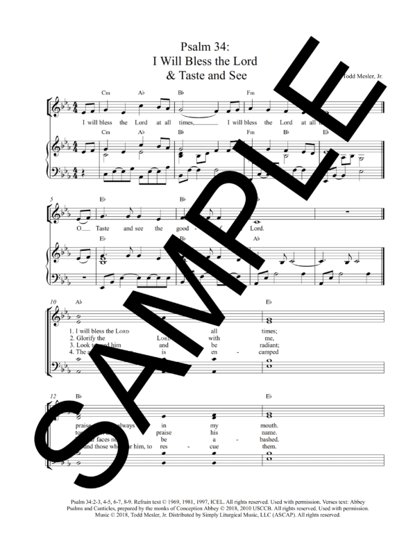 Psalm 34 I Will Bless the Lord Taste and See Mesler Sample Octavo 1 png