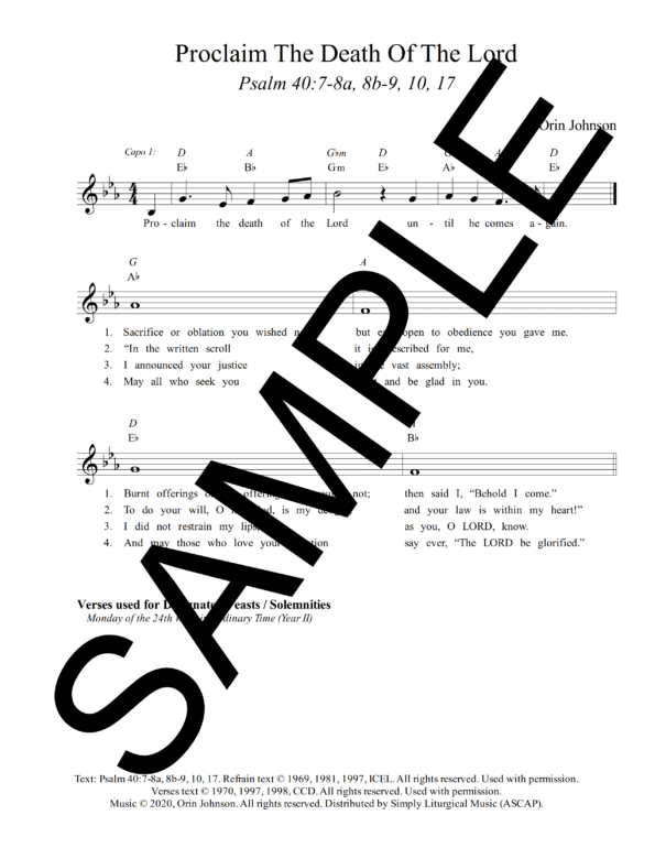 Psalm 40 Proclaim The Death Of The Lord Johnson Sample Lead Sheet 1 png