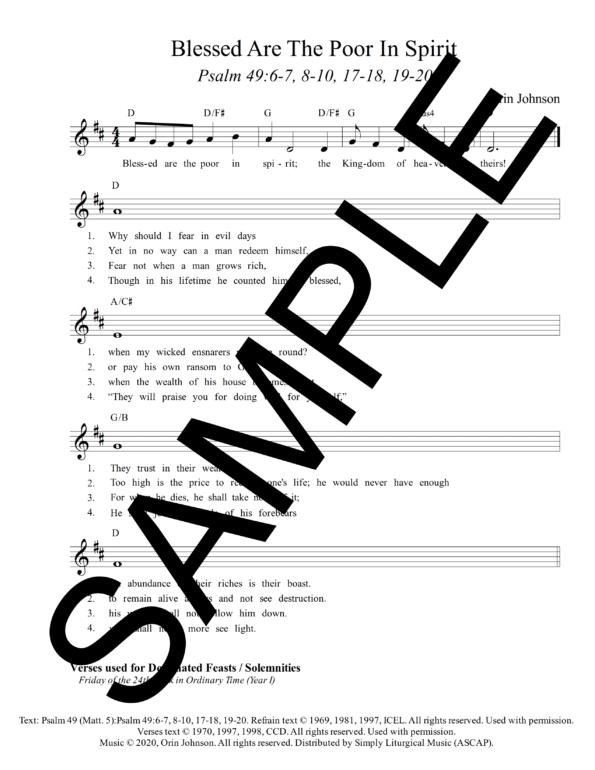 Psalm 49 Blessed Are The Poor In Spirit Johnson Sample Lead Sheet 1 png