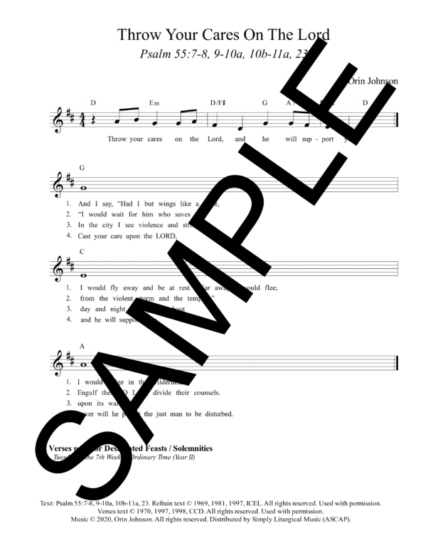 Psalm 55 Throw Your Cares On The Lord Johnson Sample Lead Sheet 1 png