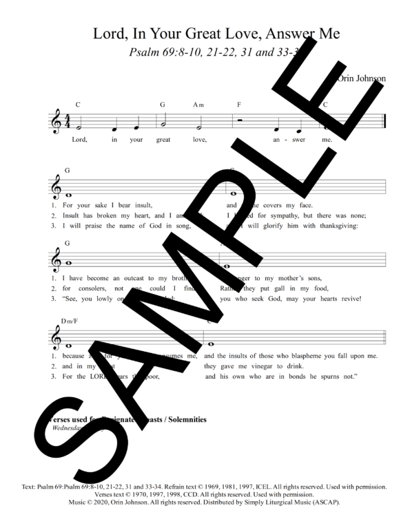 Psalm 69 Lord In Your Great Love Answer Me Johnson Sample Lead Sheet 1 png