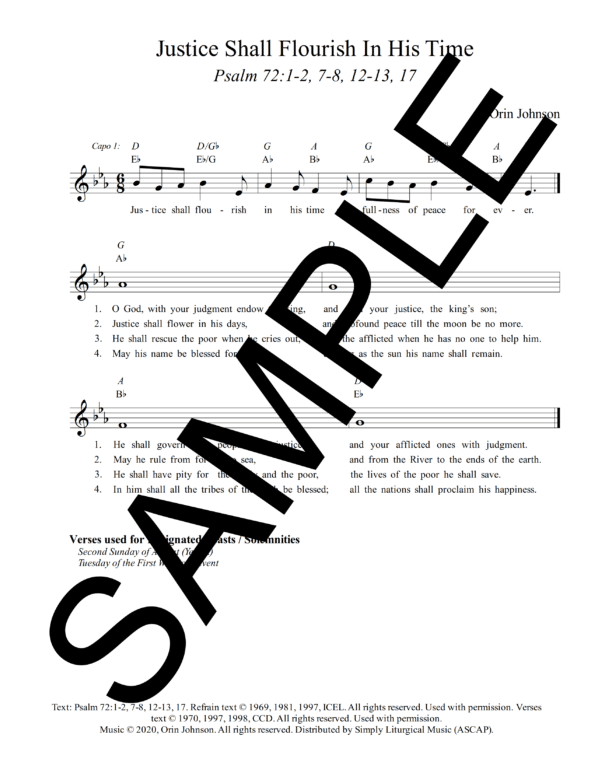 Psalm 72 Justice Shall Flourish In His Time Johnson Sample Lead Sheet 1 png