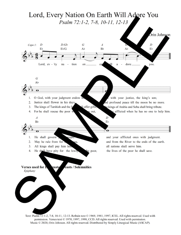 Psalm 72 Lord Every Nation On Earth Will Adore You Johnson Sample Lead Sheet 1 png 1