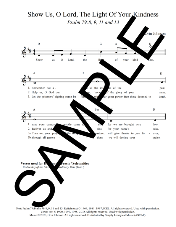 Psalm 79 Show Us O Lord The Light Of Your Kindness Johnson Sample Lead Sheet 1 png