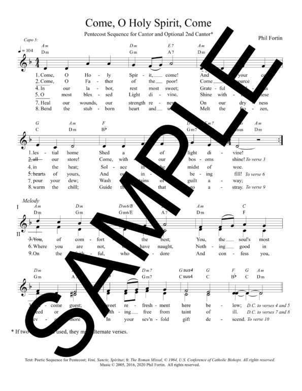 Come O Holy Spirit Come Fortin Sample Lead Sheet 1 png scaled