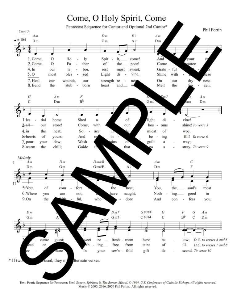 Come, O Holy Spirit, Come (Fortin)-Sample Lead Sheet_1_png