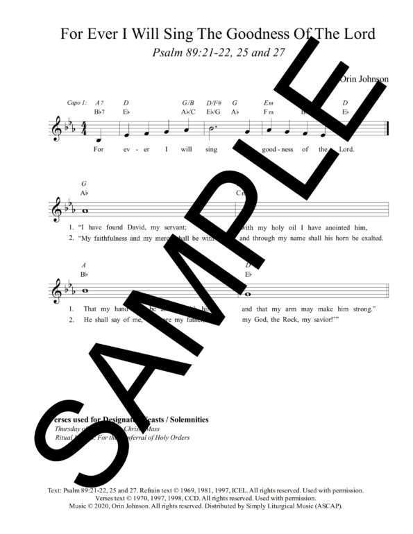Psalm 89 For Ever I Will Sing the Goodness Of the Lord Johnson Sample Lead Sheet 1 png scaled