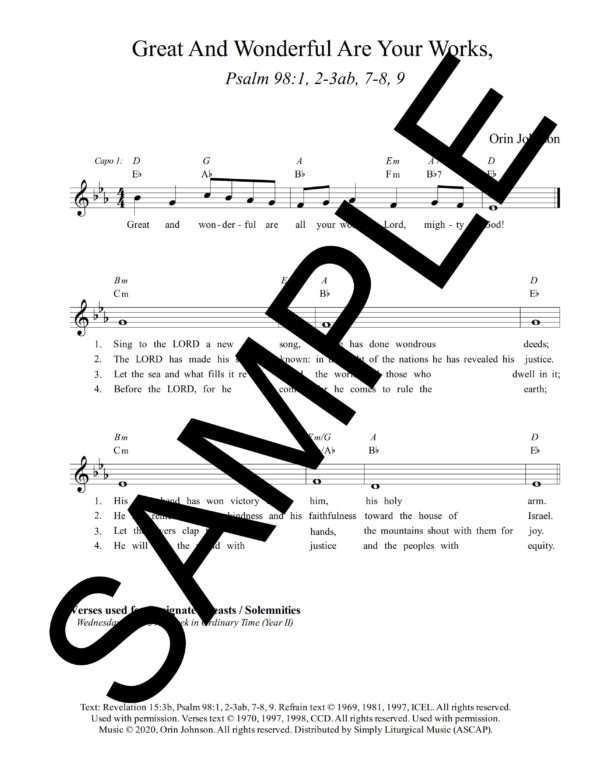 Psalm 98 Great And Wonderful Are Your Works Johnson Sample Lead Sheet 1 png scaled