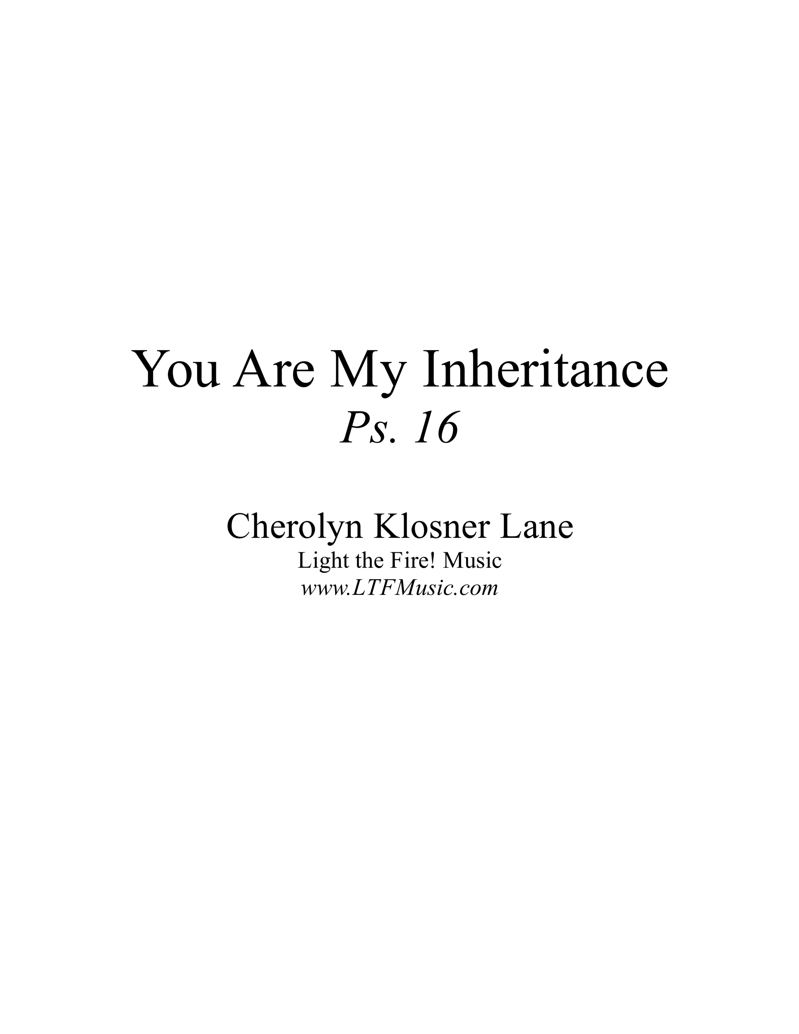 Psalm 16 – You Are My Inheritance (Klosner)