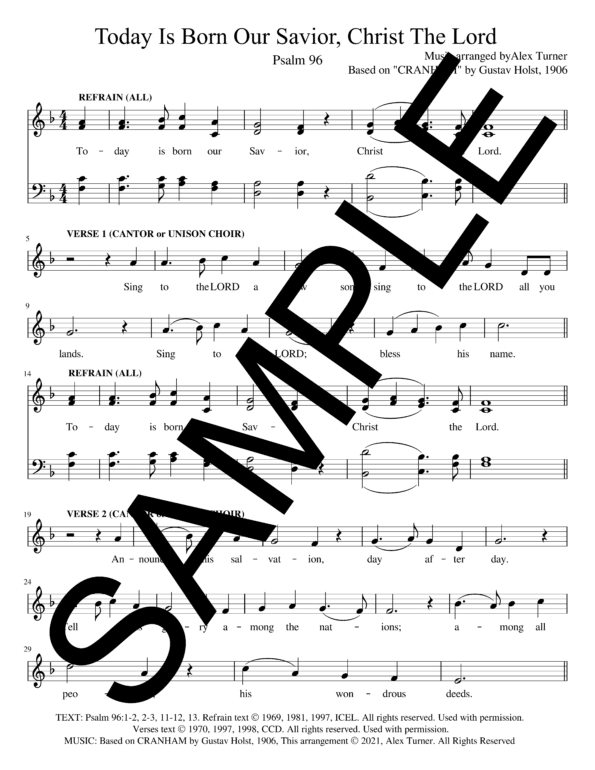 Sample Psalm 96 Today Is Born Our Savior Turner Complete PDF1 1