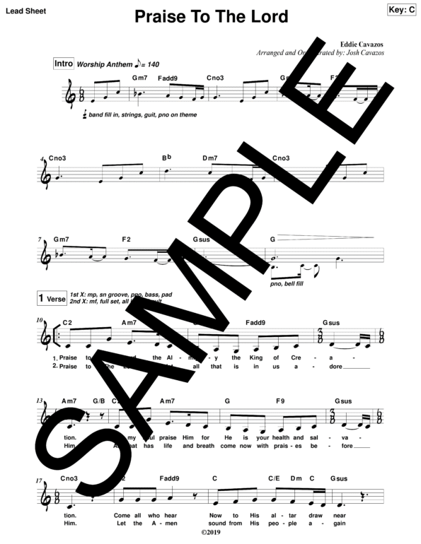 Sample Praise to the Lord Cavazos Lead Sheet1