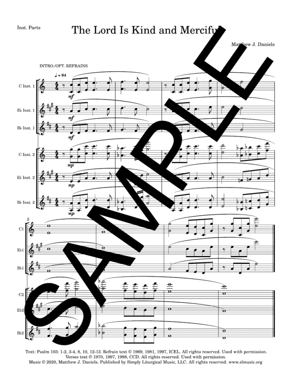 Sample Psalm 103 The Lord Is Kind and Merciful Daniels Solo Instruments1