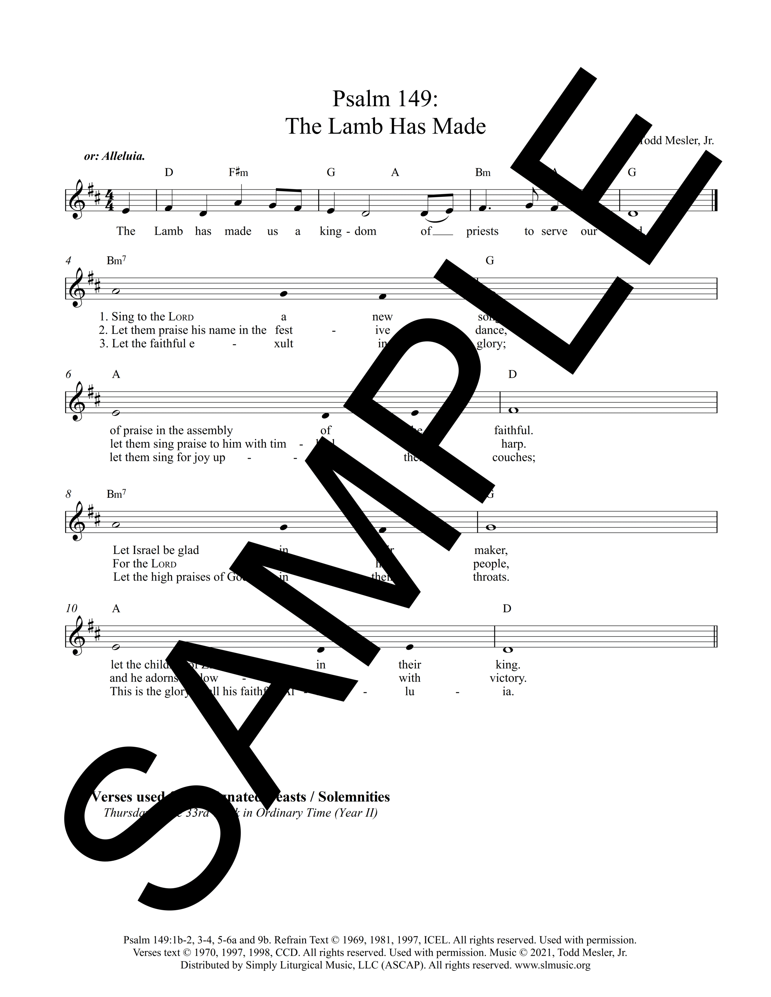 Psalm 149 – The Lamb has Made (Mesler)