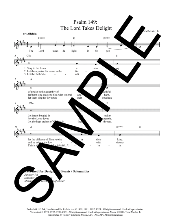 Sample Psalm 149 The Lord Takes Delight Mesler Lead Sheet1
