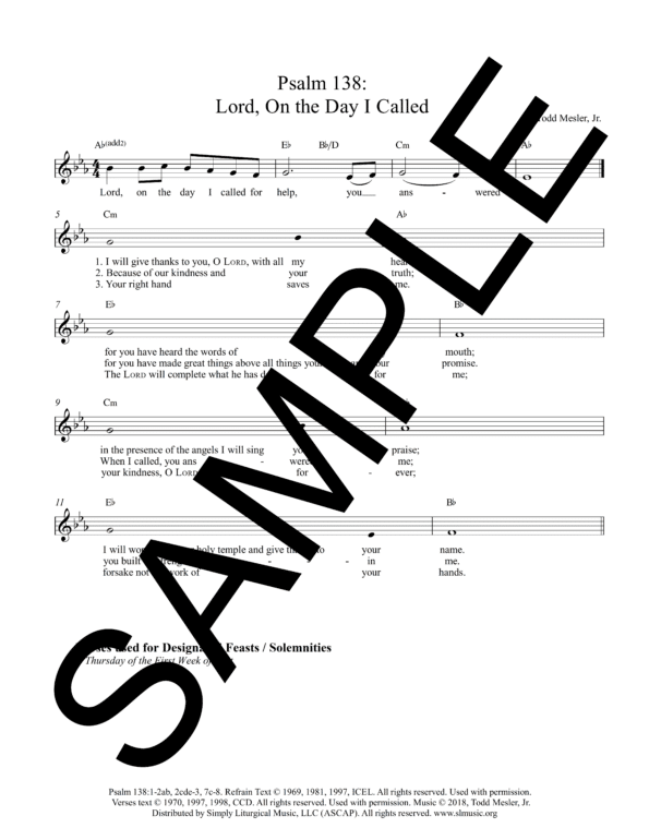 Sample Psalm 138 Lord On the Day I Called Mesler Lead Sheet1 07
