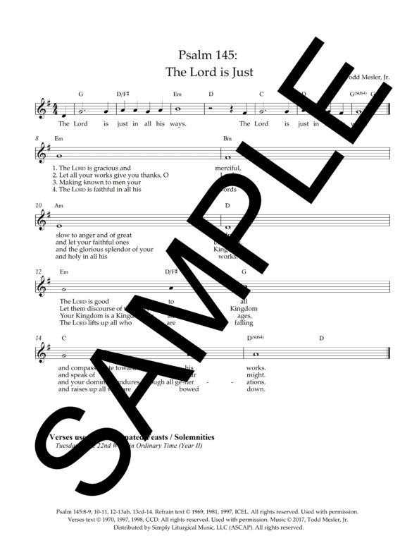 Sample Psalm 145 The Lord is Just Mesler Lead Sheet1 18
