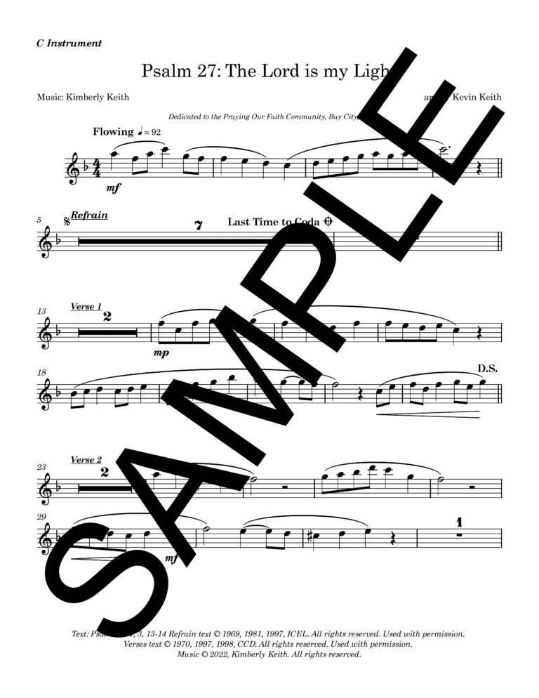 Sample_Psalm 27 - The Lord is my Light (Keith)-C Instrument1
