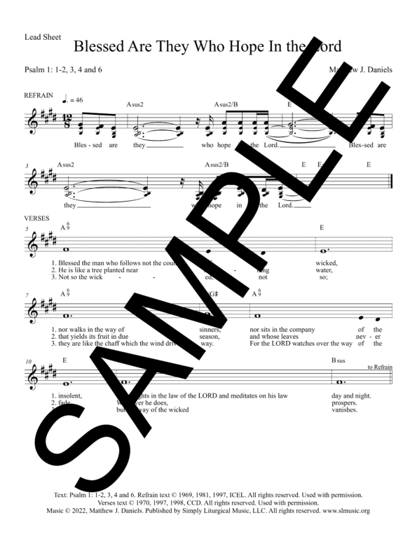 Sample Psalm 1 Blessed Are They Who Hope In the Lord Daniels Lead Sheet1