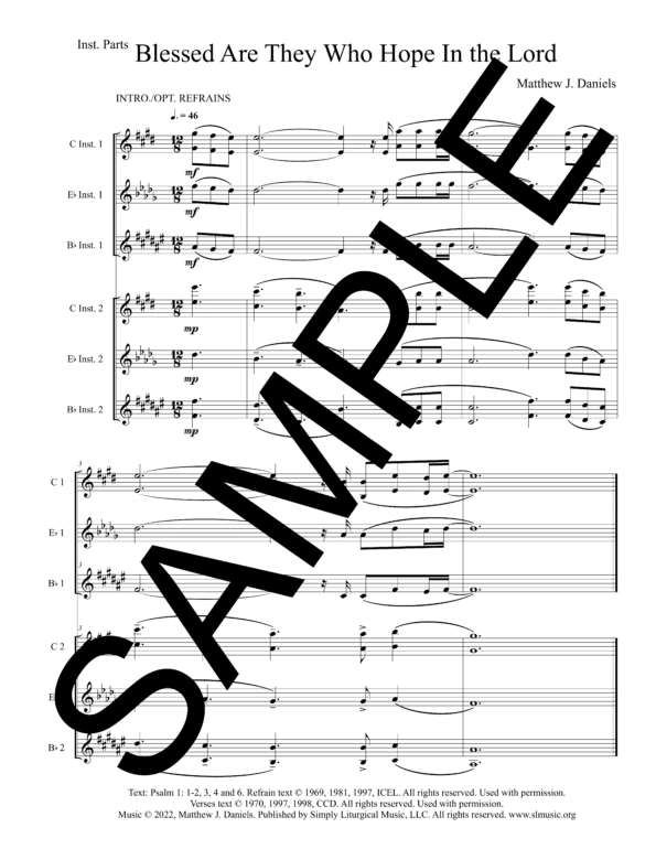 Sample Psalm 1 Blessed Are They Who Hope In the Lord Daniels Solo Instrument Parts1