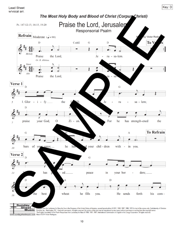 Sample Psalms Acclamations Rodriguez Summer Year A18