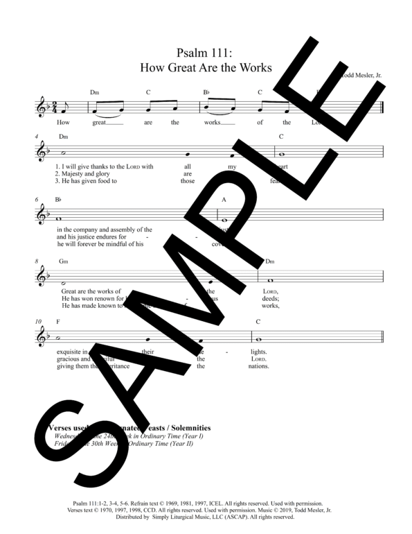 Sample Psalm 111 How Great Are the Works Mesler Lead Sheet1 11
