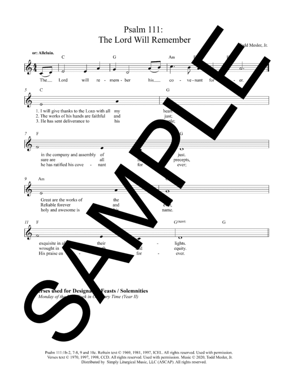 Sample Psalm 111 The Lord Will Remember Mesler Lead Sheet1 10