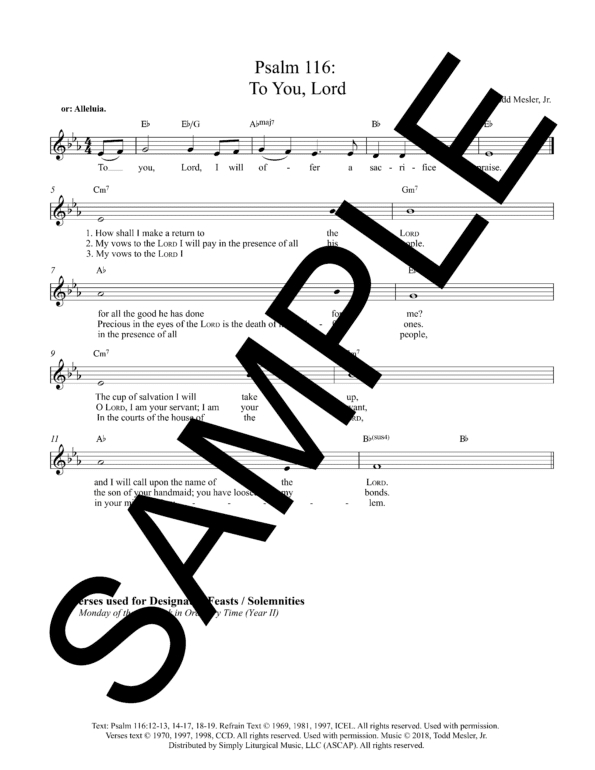 Sample Psalm 116 To You Lord Mesler Lead Sheet1