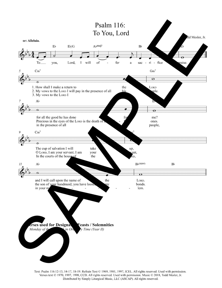 Sample_Psalm 116 - To You, Lord (Mesler)-Lead Sheet1