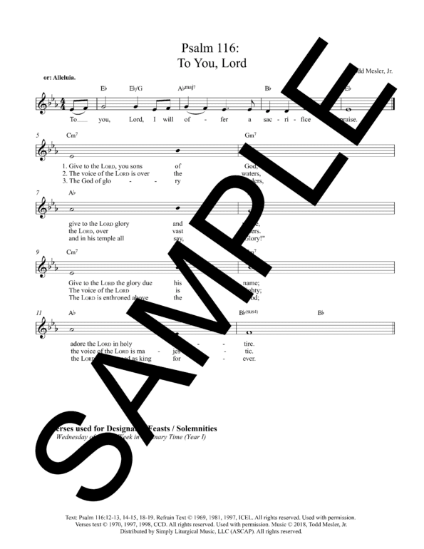 Sample Psalm 116 To You Lord Mesler Lead Sheet1 1