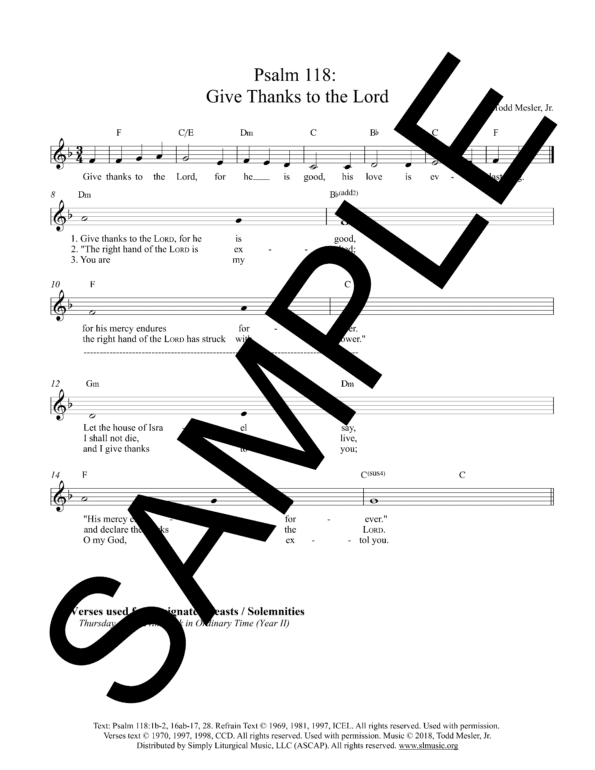 Sample Psalm 118 Give Thanks to the Lord Mesler Lead Sheet1 1
