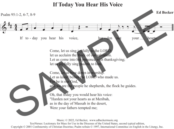 Sample Psalm 95 If Today You Hear His Voice Becker Assemby1