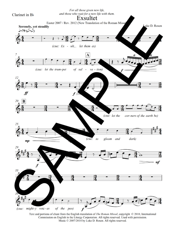Sample Exsultet Rosen Instrument Parts 1