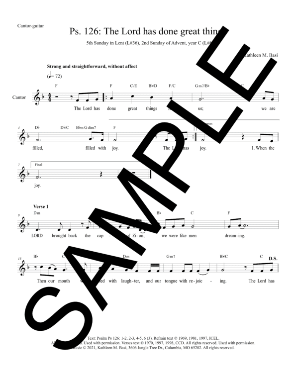 Sample Psalm 126 The Lord Has Done Great Things Basi Lead Sheet1